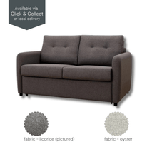 Eric sofa bed in licorice fabric – compact two-seater sofa with clean lines, pictured on a white background.