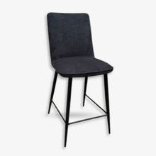 Loft fabric bar stool in Onyx with black metal legs