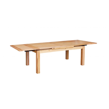 Monti messmate timber extension dining table extended to full length showing additional seating space