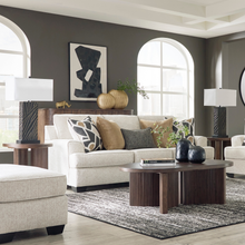 Heartcort Quartz 3-seater sofa styled in a warm Riverina living room, upholstered in soft quartz chenille with accent cushions – available at Caesars Furniture Griffith.