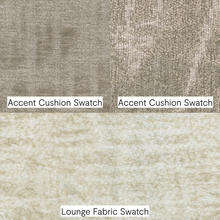 Rawcliffe Parchment sectional fabric and accent cushion swatches – soft textured weave close-up