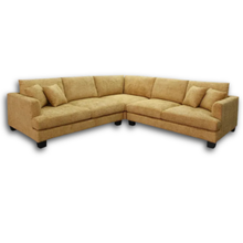 Mustard fabric Anthem corner lounge showing full L shape configuration