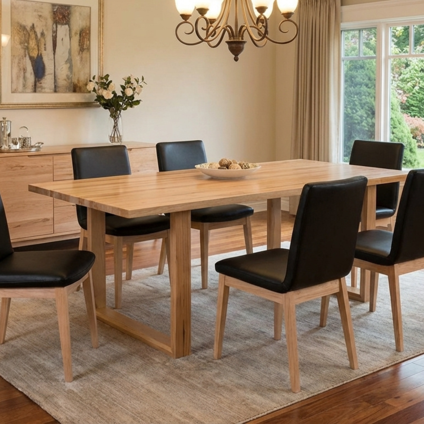 Barossa Dining table shown with matching dining chairs