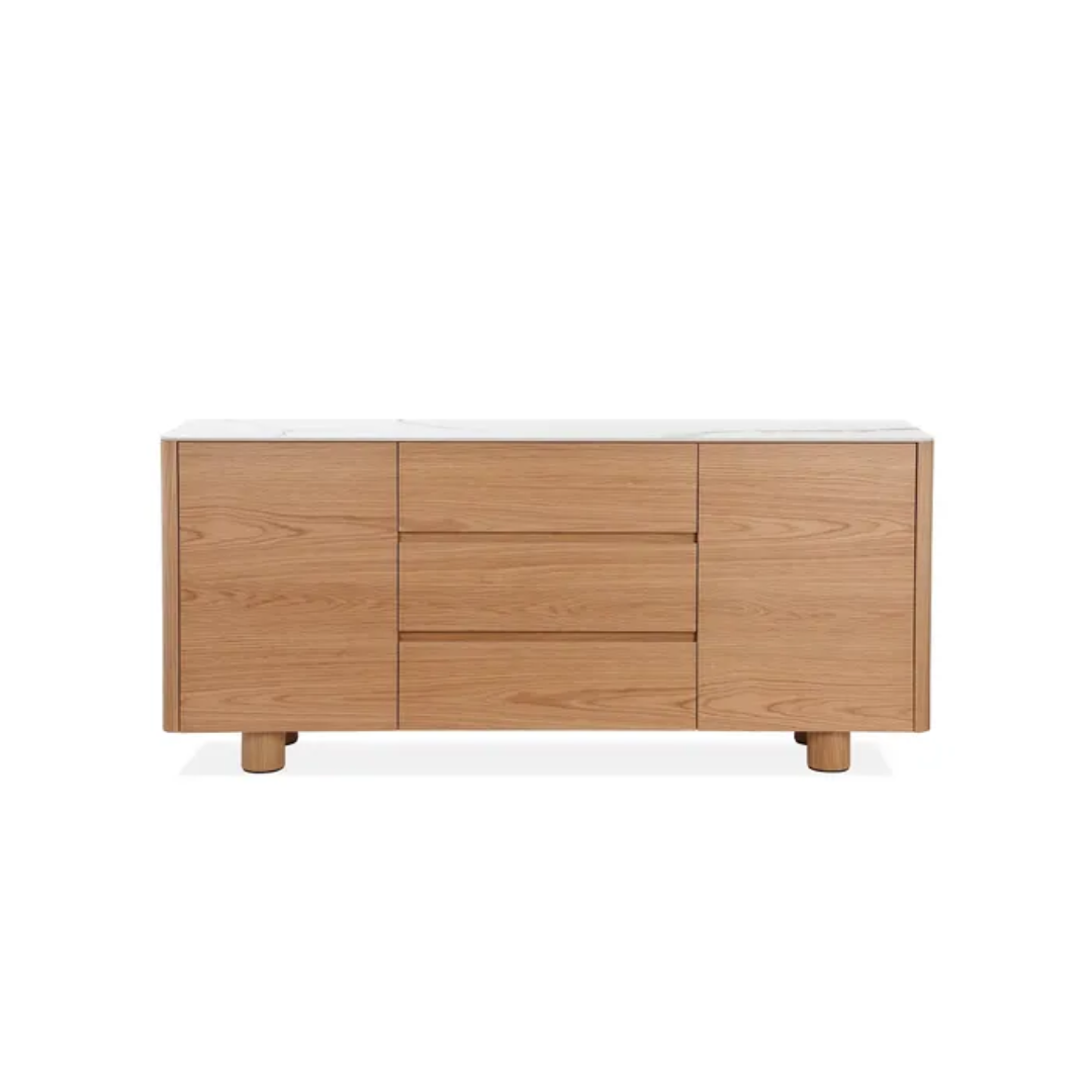 Cleo buffet with scratch resistant, marble-look ceramic top