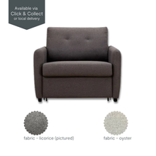 Eric Single Sofa Bed in licorice fabric, shown in upright armchair form with compact design.