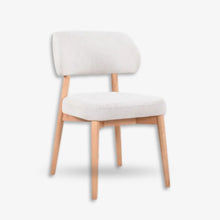 Florida dining chair in light fabric with timber legs