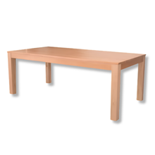 Monti messmate timber dining table with straight legs shown on a plain background