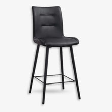 Norway bar stool in black PU with black metal legs