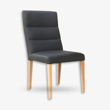 Villa dining chair in black leather with messmate timber legs
