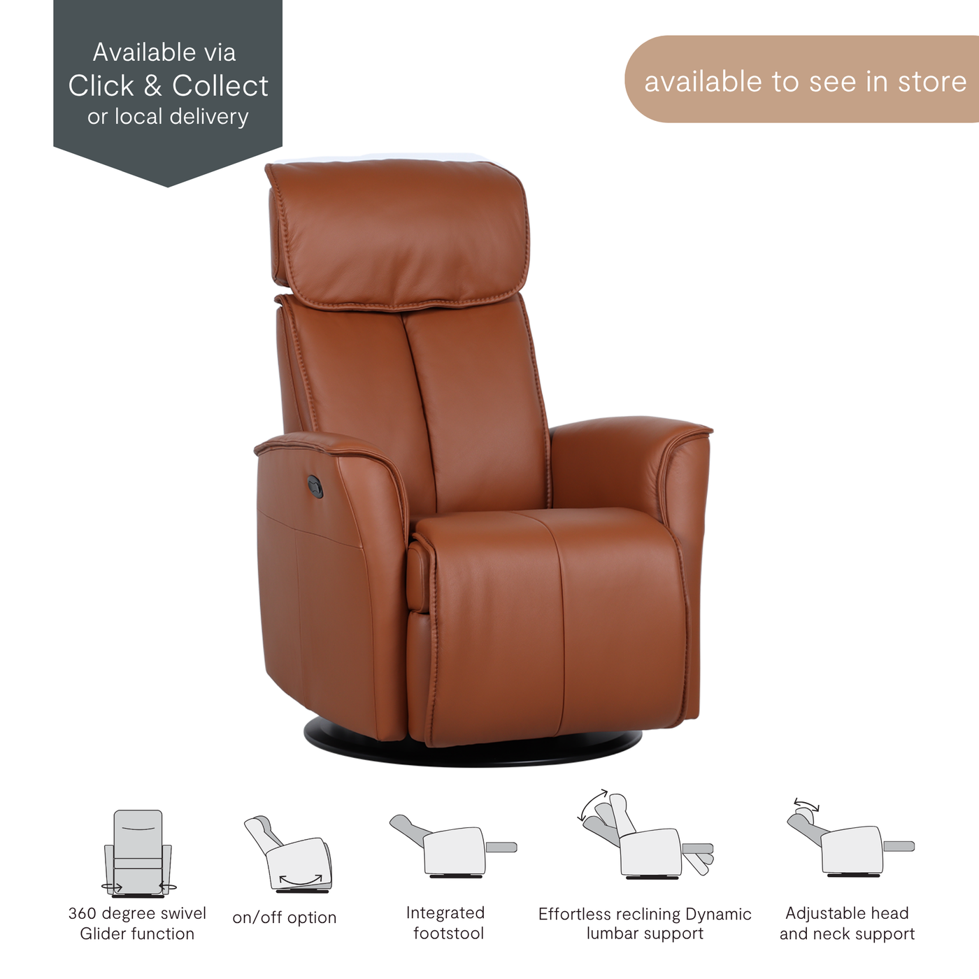 Power lift and recline chair with dual motor action, sold at Caesars Furniture Griffith.