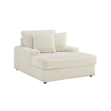 Side profile of Lindyn Oversized Chaise in Fog fabric – available at Caesars Griffith NSW.