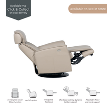 Christian Dual Motor Lift Recliner fully reclined in leather upholstery.