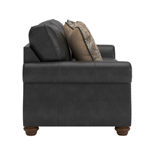 Side profile of Shadsburne 3 seater sofa showing plush back cushions and padded arms.