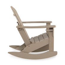 Side profile of the Sundown Treasure beige polywood rocking chair – strong and stylish outdoor comfort.