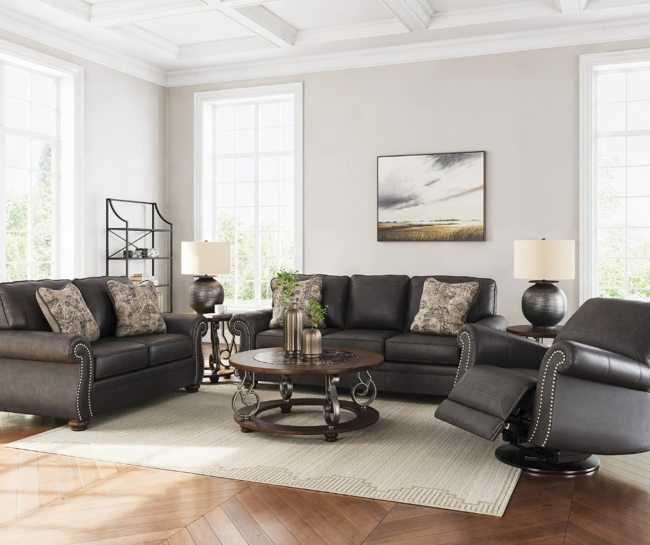 Caesars charcoal leather lounge suite range